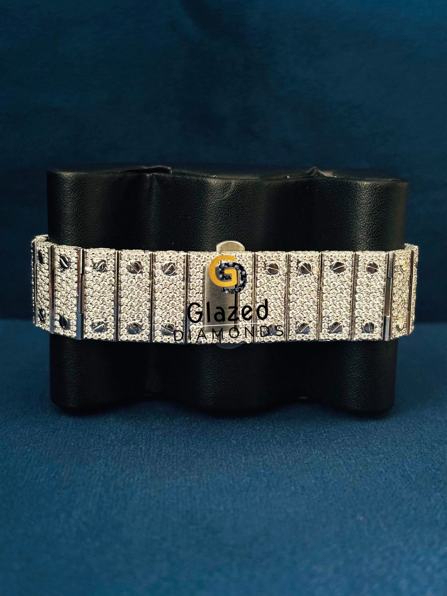 Roman Number Pink Dial Bust Down Watch