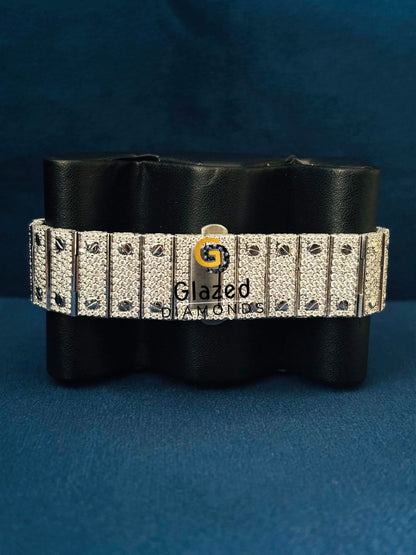 Roman Number Pink Dial Bust Down Watch