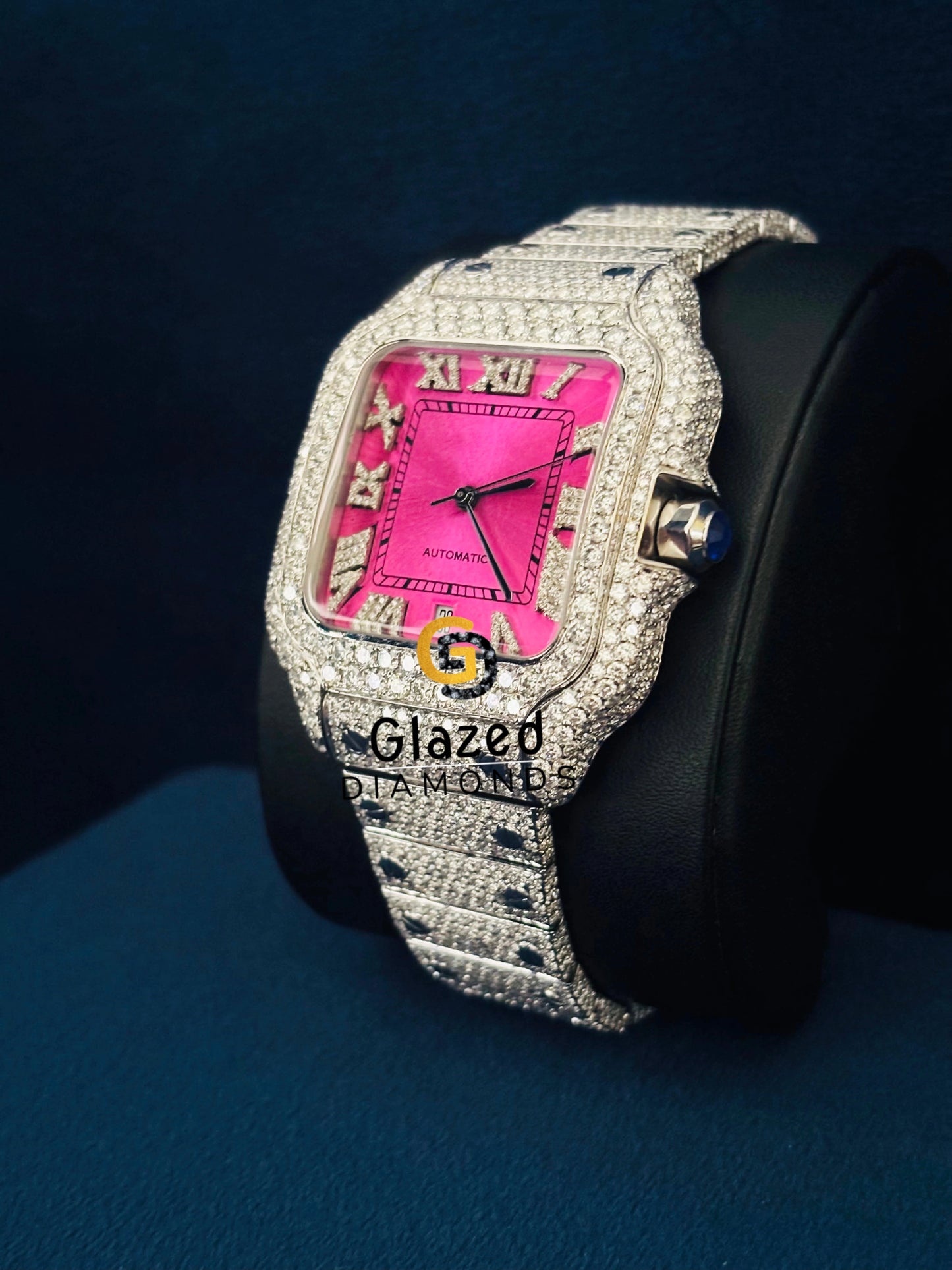 Roman Number Rappers Moissanite Watch