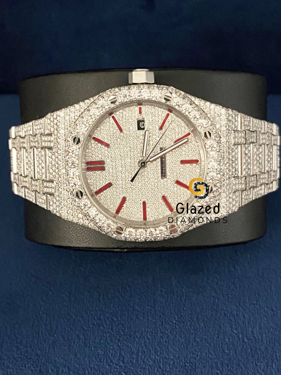 Roman Red Dial D Colorless Moissanite VVs Hip Hop Watch