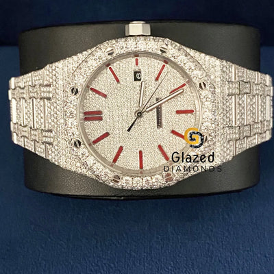 Roman Red Dial D Colorless Moissanite VVs Hip Hop Watch