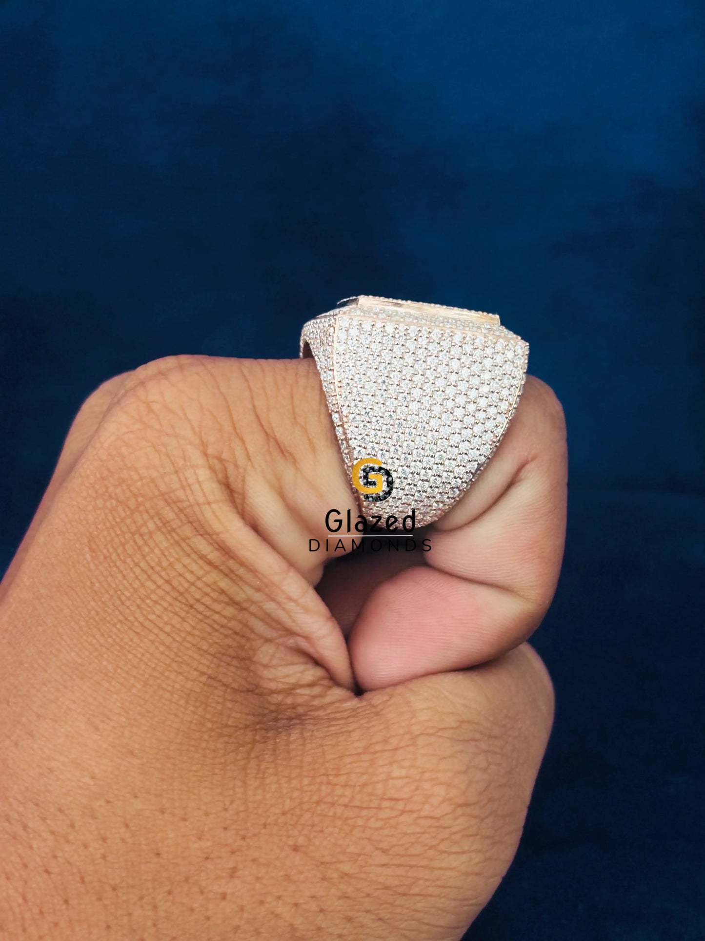 Rose Gold Iced Out Moissanite Hip Hop Ring