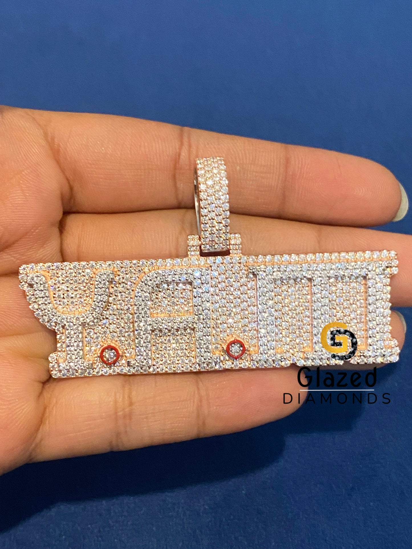 Rose Gold Palted 925 Silver Custom Letter Moissanite Pendant