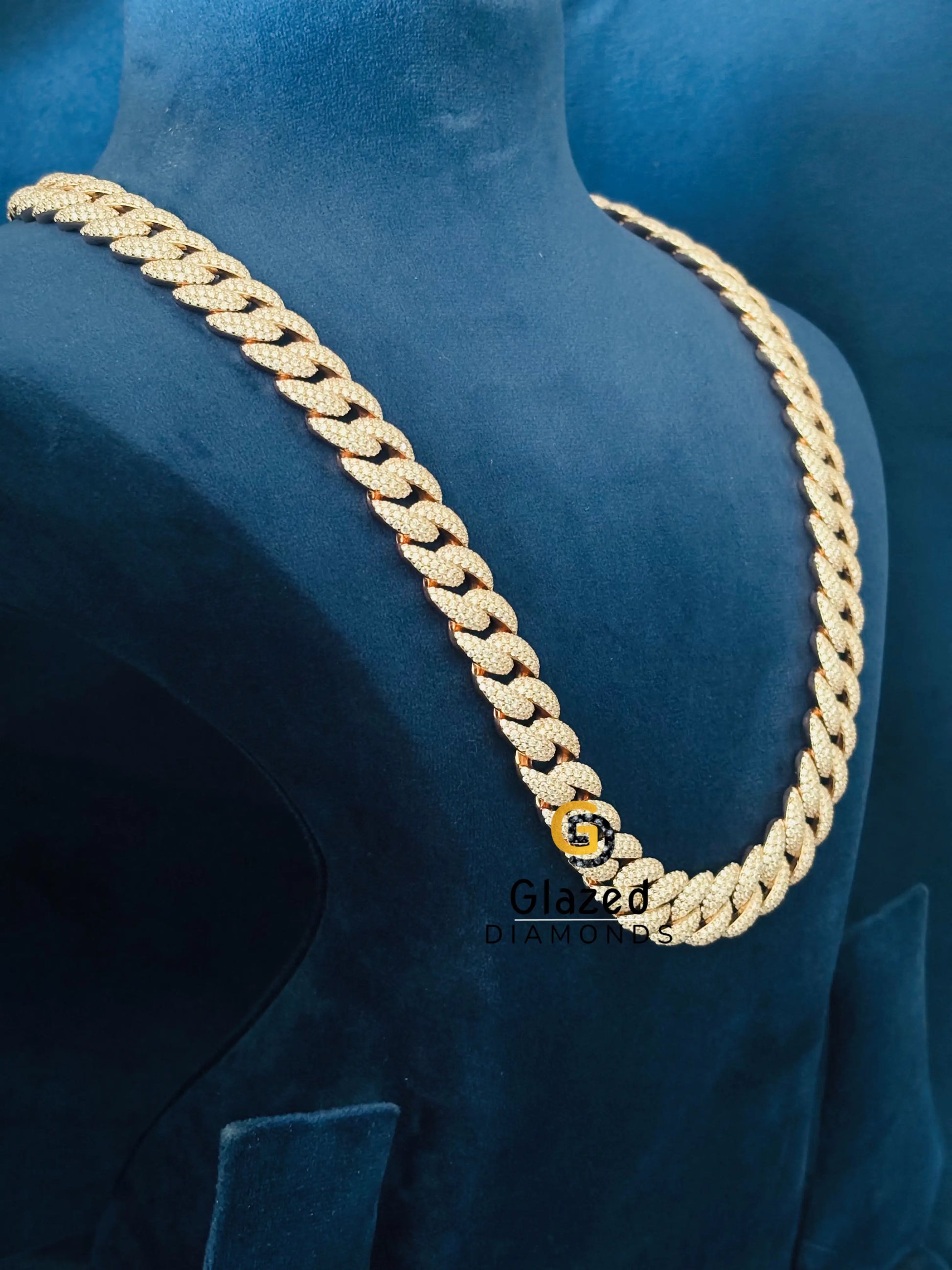 Rose Gold Plated Cuban Link Moissanite Chain