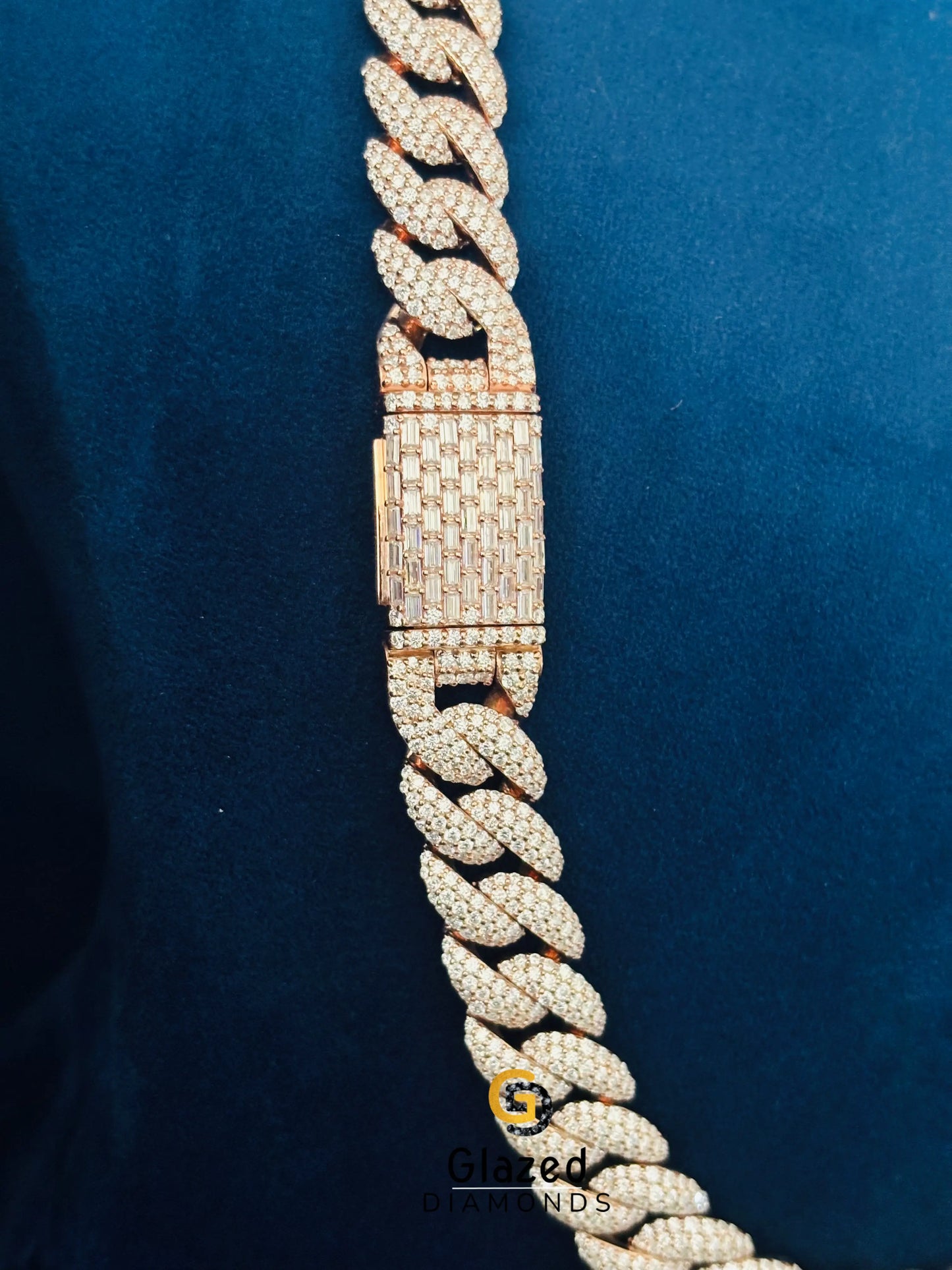 Rose Gold Plated Cuban Link Moissanite Chain For Men