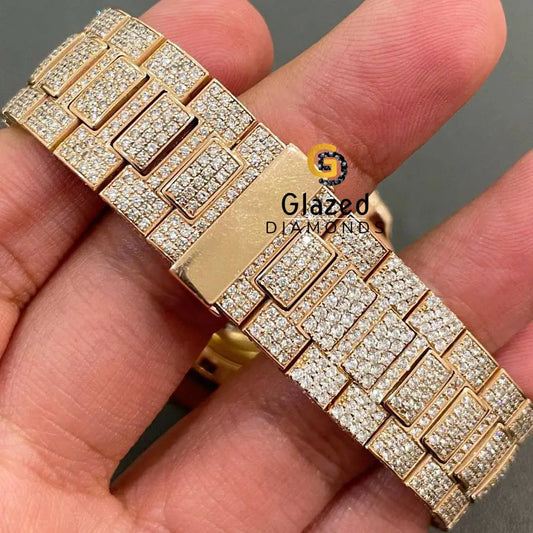 Rose Gold Plated Diamond Moissanite Watch 2