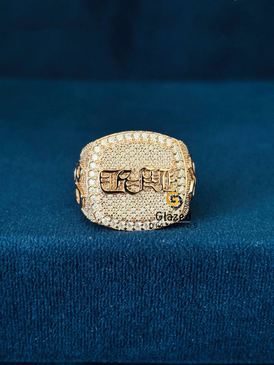 Rose Gold Plated Moissanite Hip Hop Ring