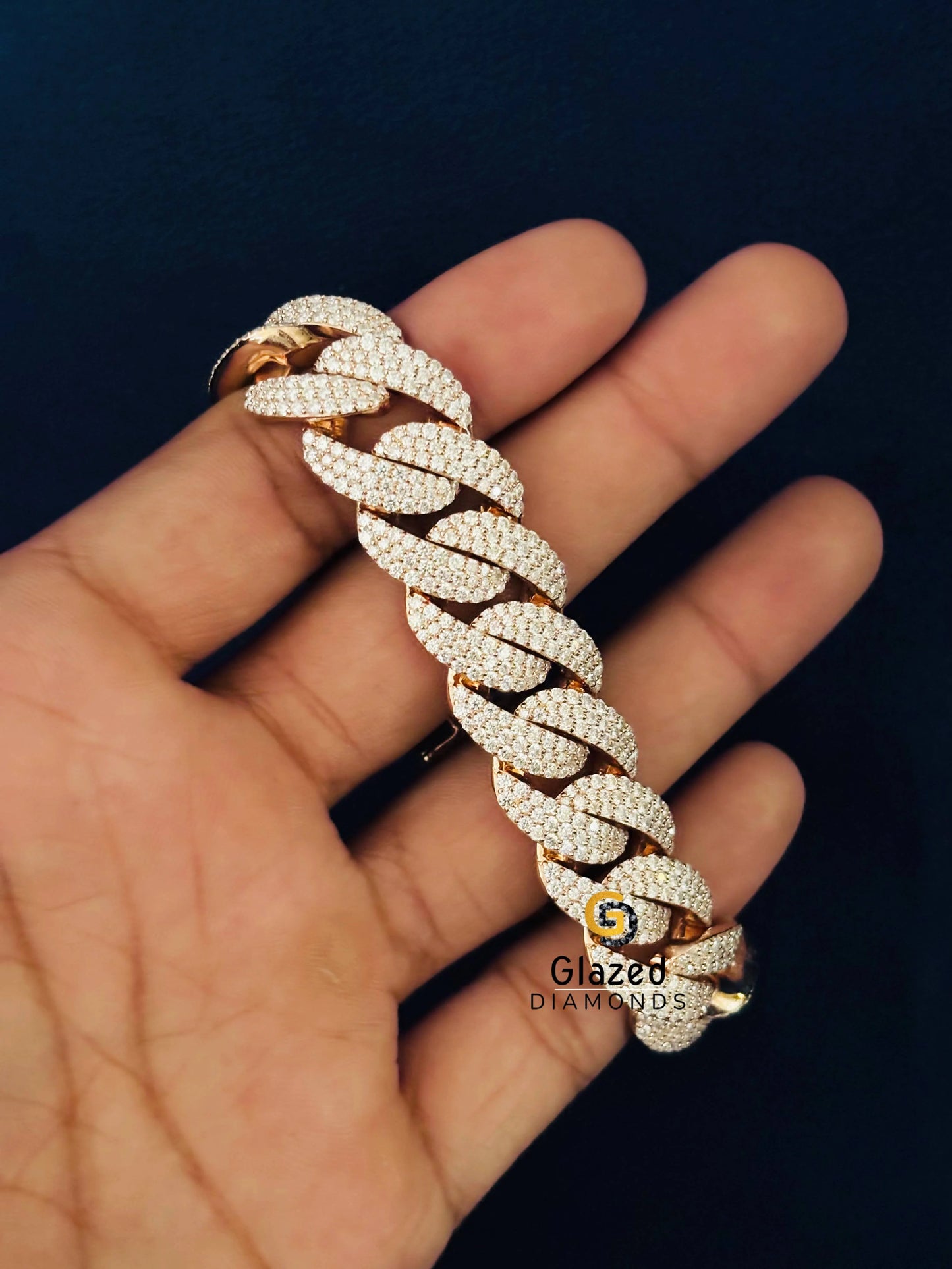 Rose Gold Plated Moissanite Iced Out Bracelet