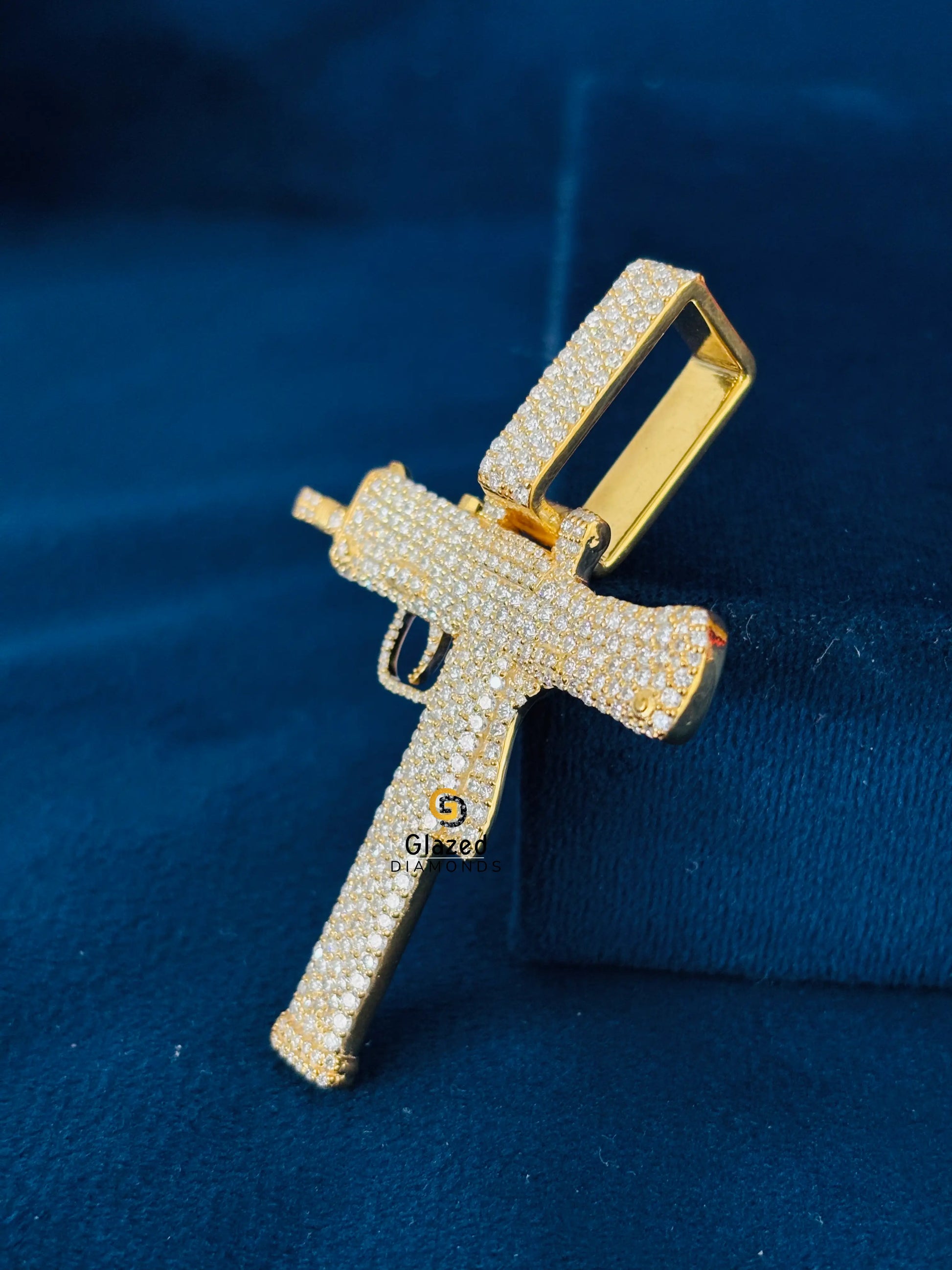 Rose Gold Plated Revolver Gun Charm Pendant