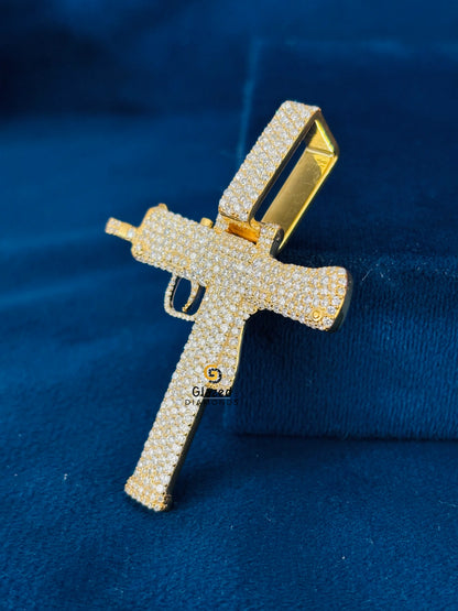 Rose Gold Plated Revolver Gun Charm Pendant For Men