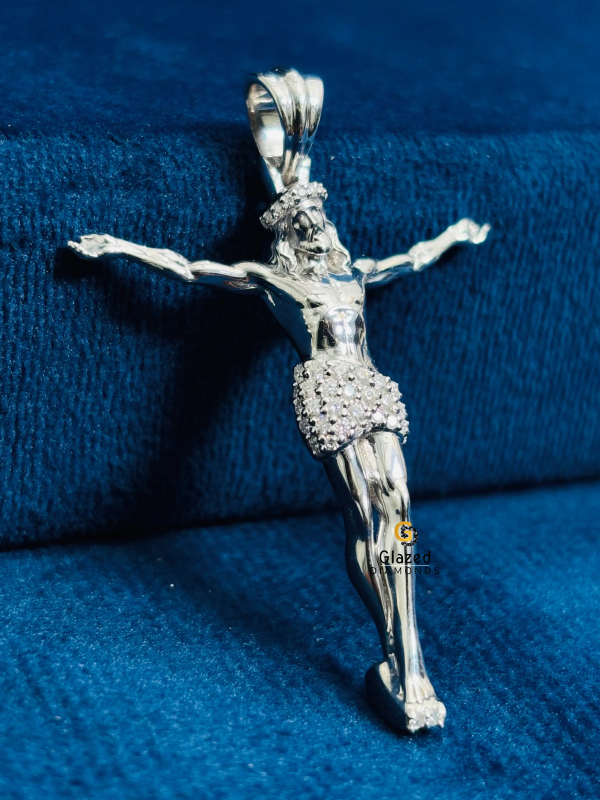 Solid 925 Sterling Silver Round Cut Moissanite 3D Jesus Pendant