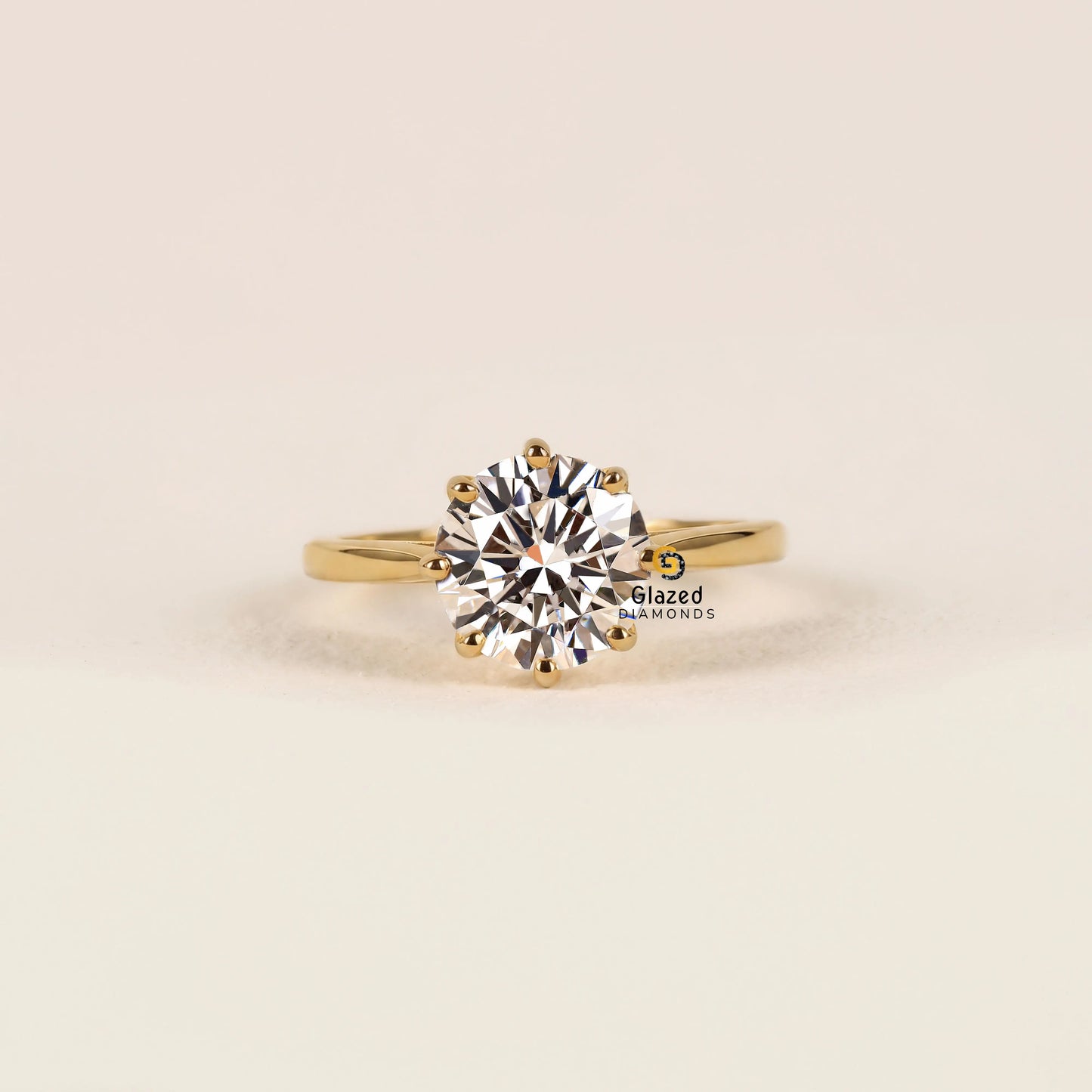 Round Tulip Set Lab Grown Diamond Solitaire Ring