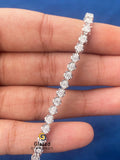 3MM Round Moissanite Bezel Set Tennis Link Bracelet 925 Silver