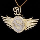 Customized Iced Out S Wings Moissanite Diamond Bust Down Pendant