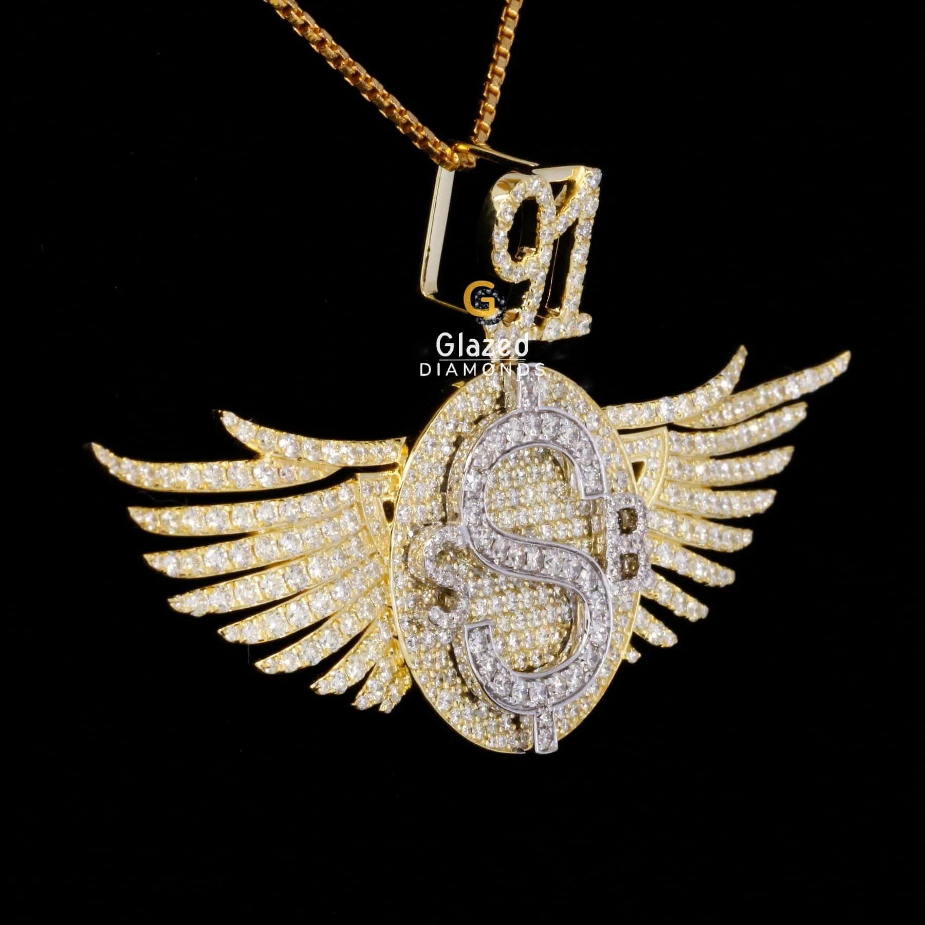 Customized Iced Out S Wings Moissanite Diamond Bust Down Pendant