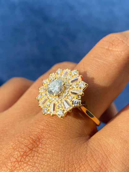 Round_Baguette Cluster Mosaic Ring