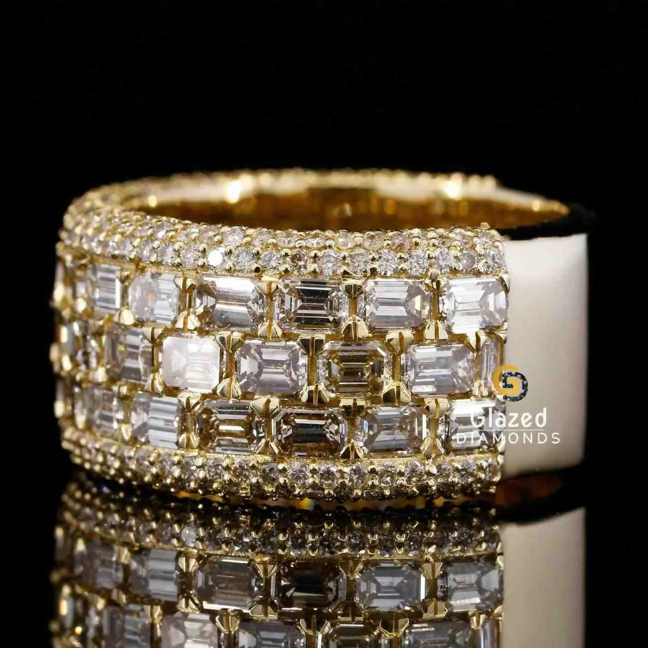Round Baguette Moissanite Ring For Men