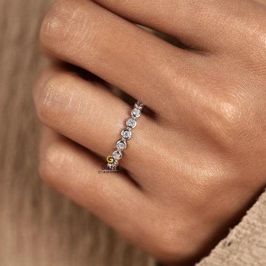 Round Bezel Set Lab Diamond Wedding Band