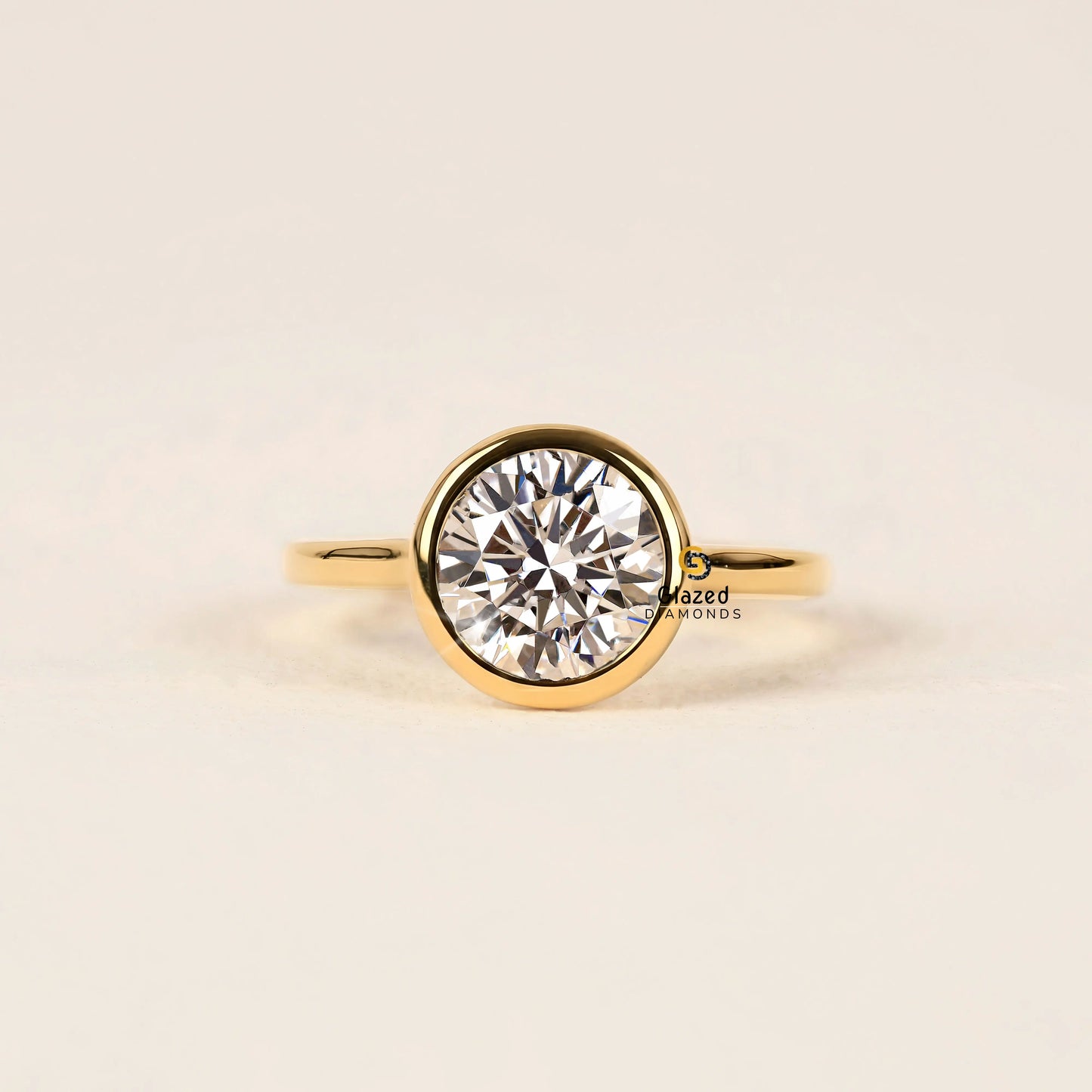 Round Bezel Set Lab Diamond Wedding Ring