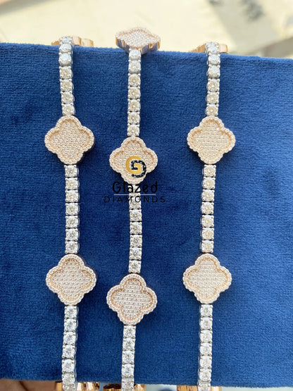 Round Brilliant Hip Hop Moissanite 925 Silver Bracelet
