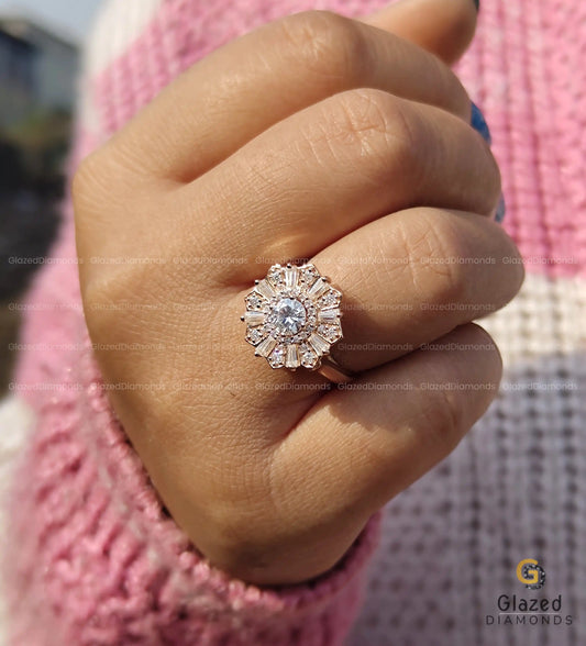 Round Cluster Ring for Anniversary Gifts