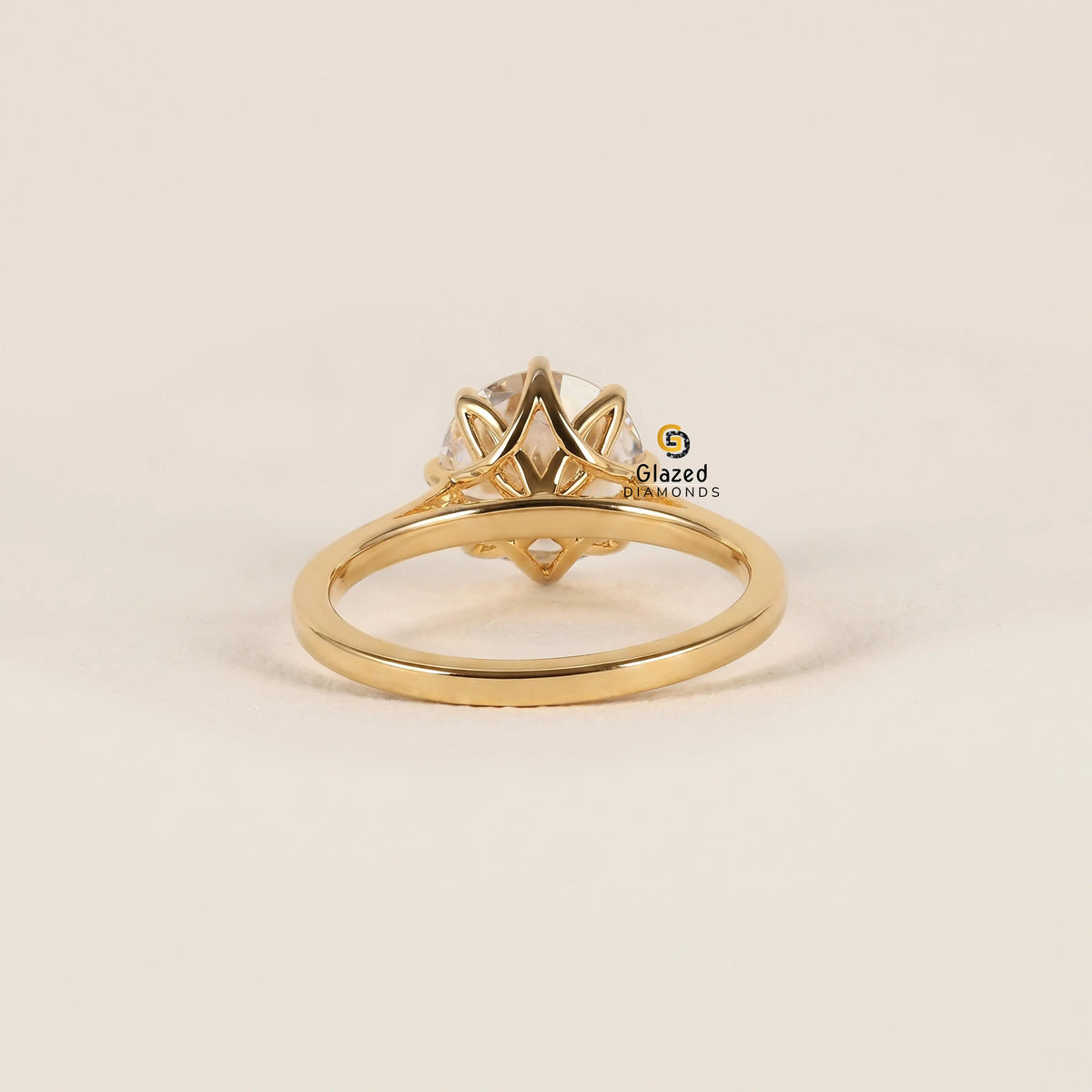Round Cut Lab Diamond Tulip Set Ring