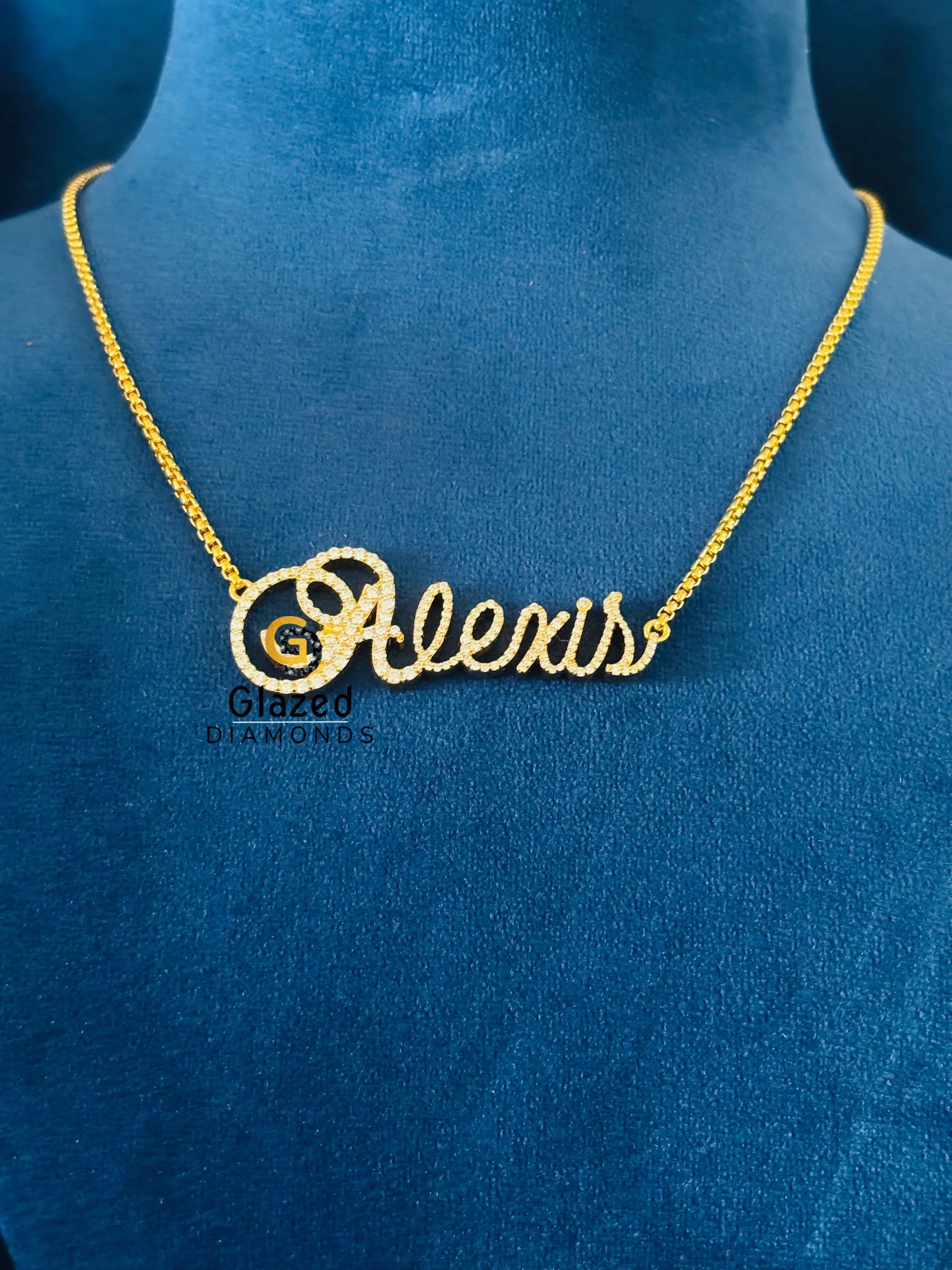Round Cut Moissanite Custom Name Necklace
