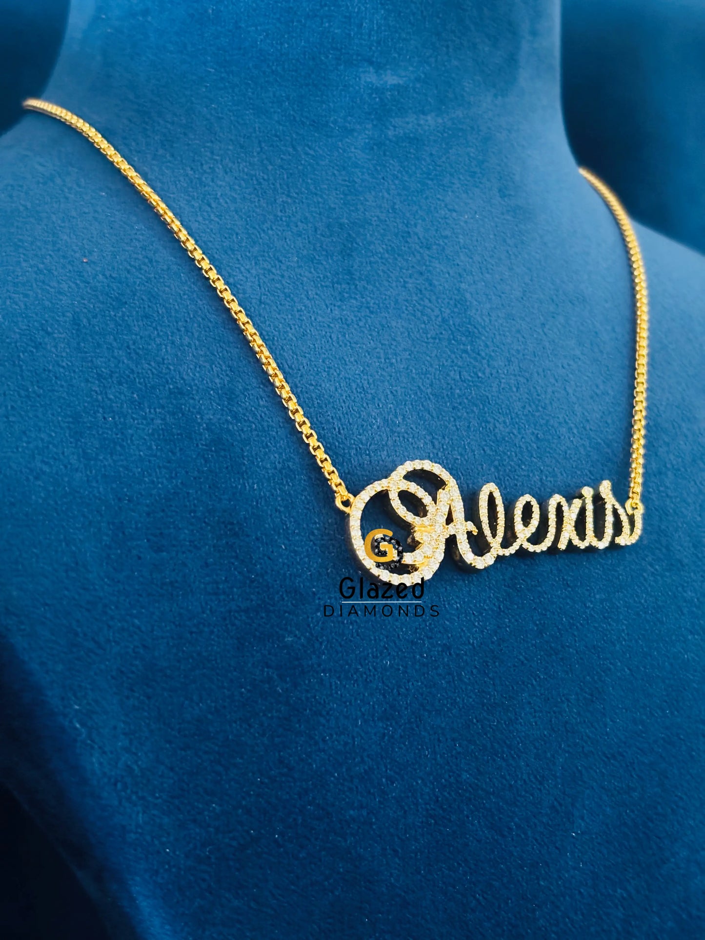 Round Cut Moissanite Custom Name Necklace 925 Silver