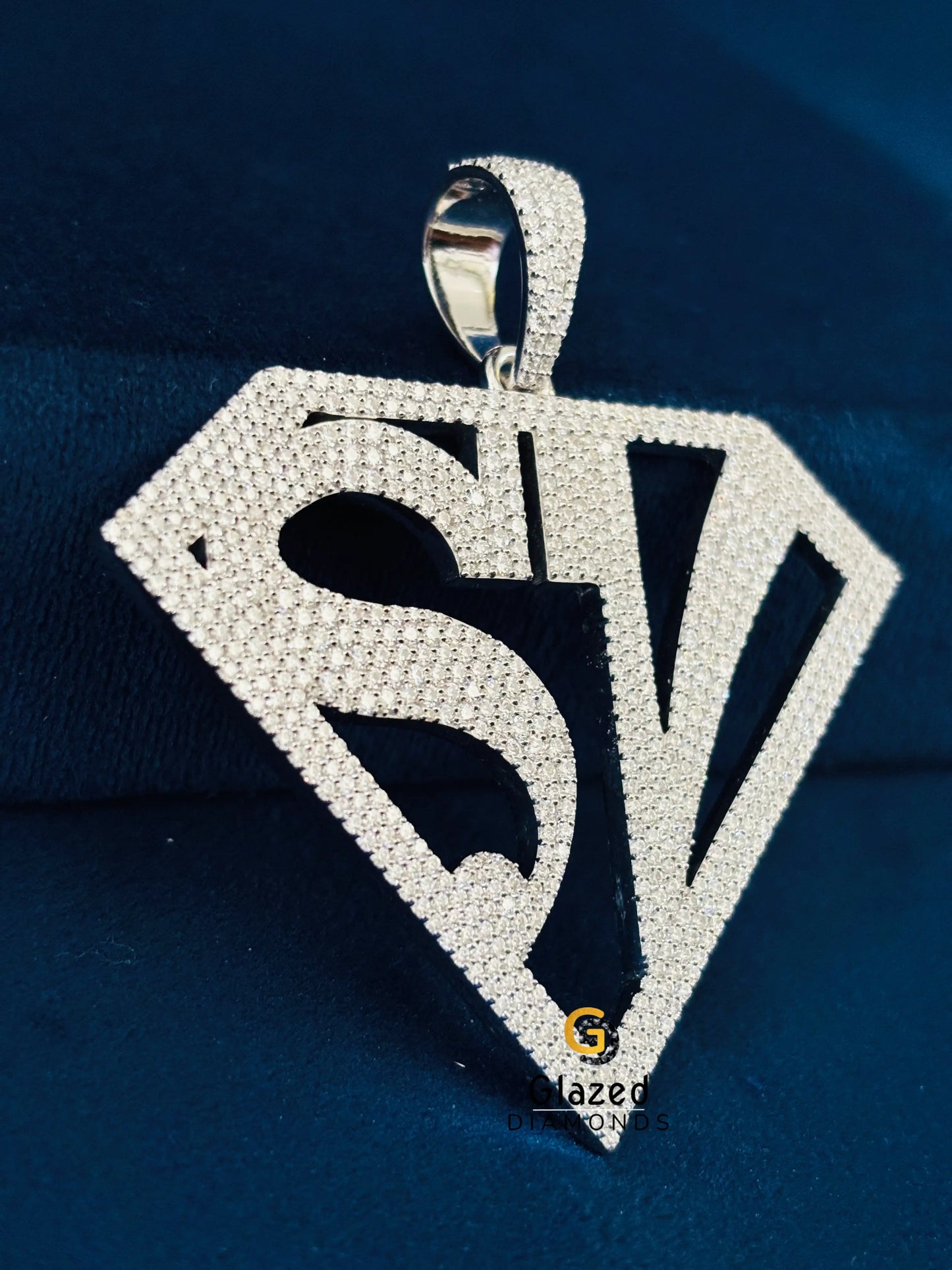 Round Cut Moissanite Iced Out Custom Logo Pendant