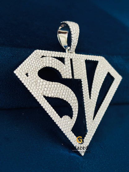 Round Cut Moissanite Iced Out Custom Logo Pendant