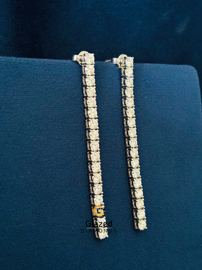 Round Cut Moissanite Tennis Earrings