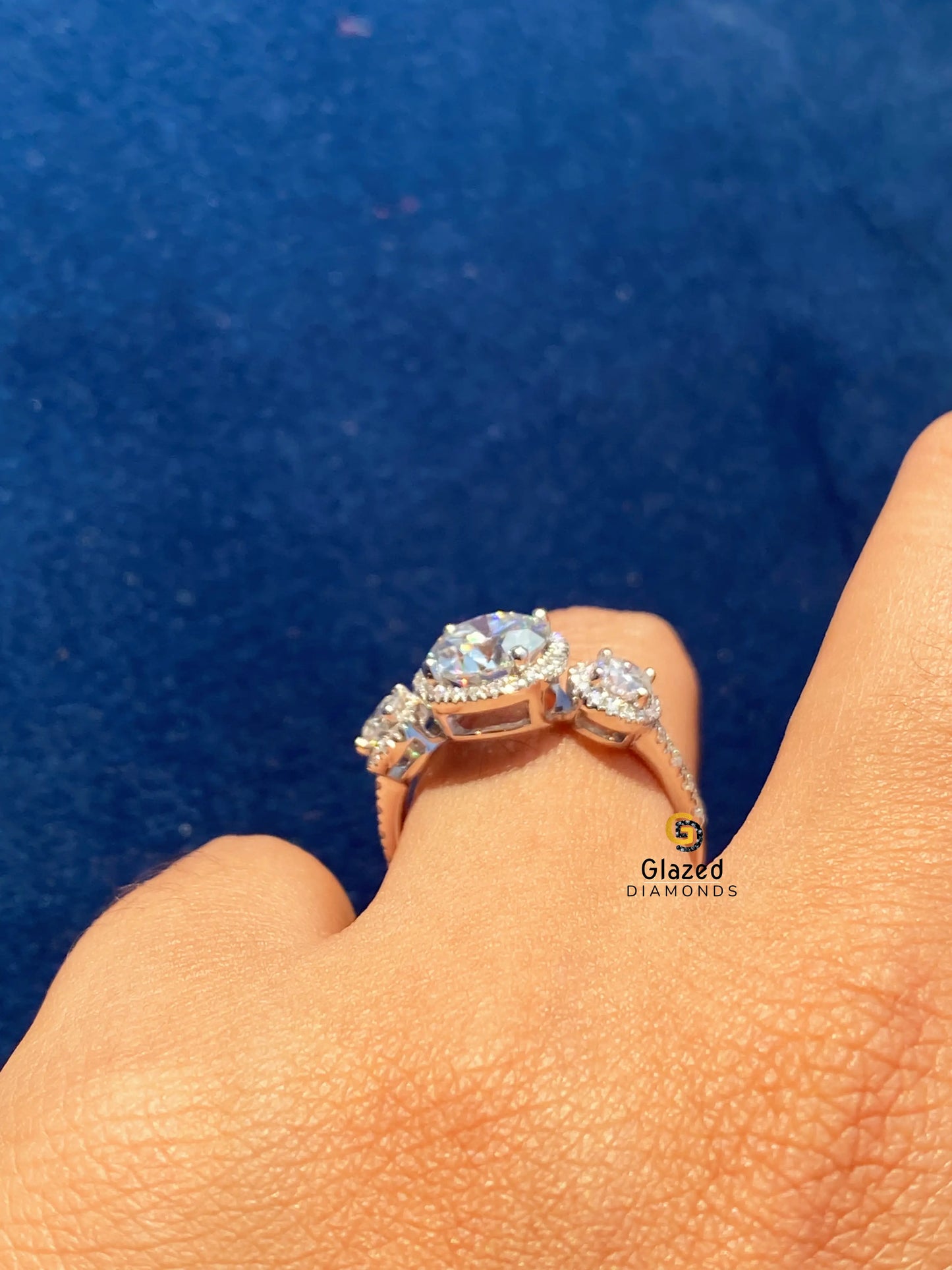 Round Cut Moissanite Three Stone Moissanite Ring For Women