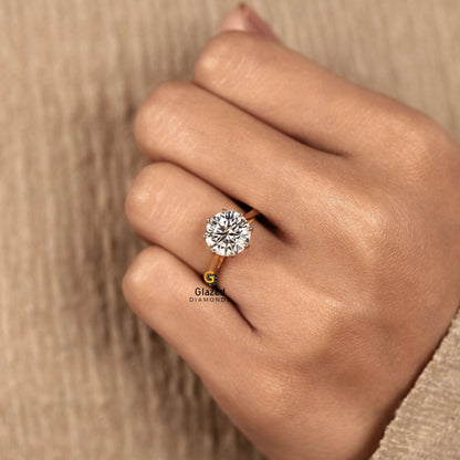 Round Cut Solitaire Lab Diamond Tulip Set Ring