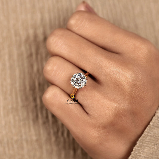 Round Cut Solitaire Lab Diamond Tulip Set Ring