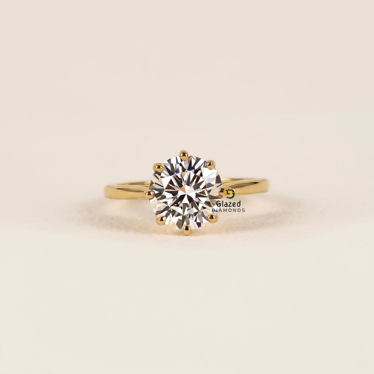 Round Cut Tulip Set Lab Grown Diamond Ring For Women