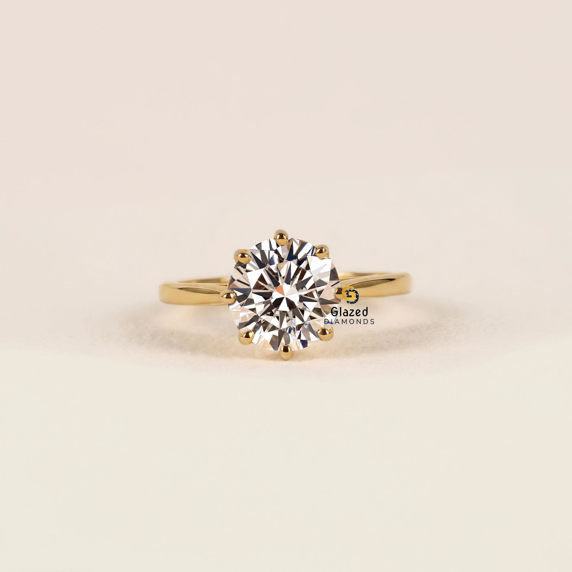Round Cut Tulip Set Lab Grown Diamond Ring For Women