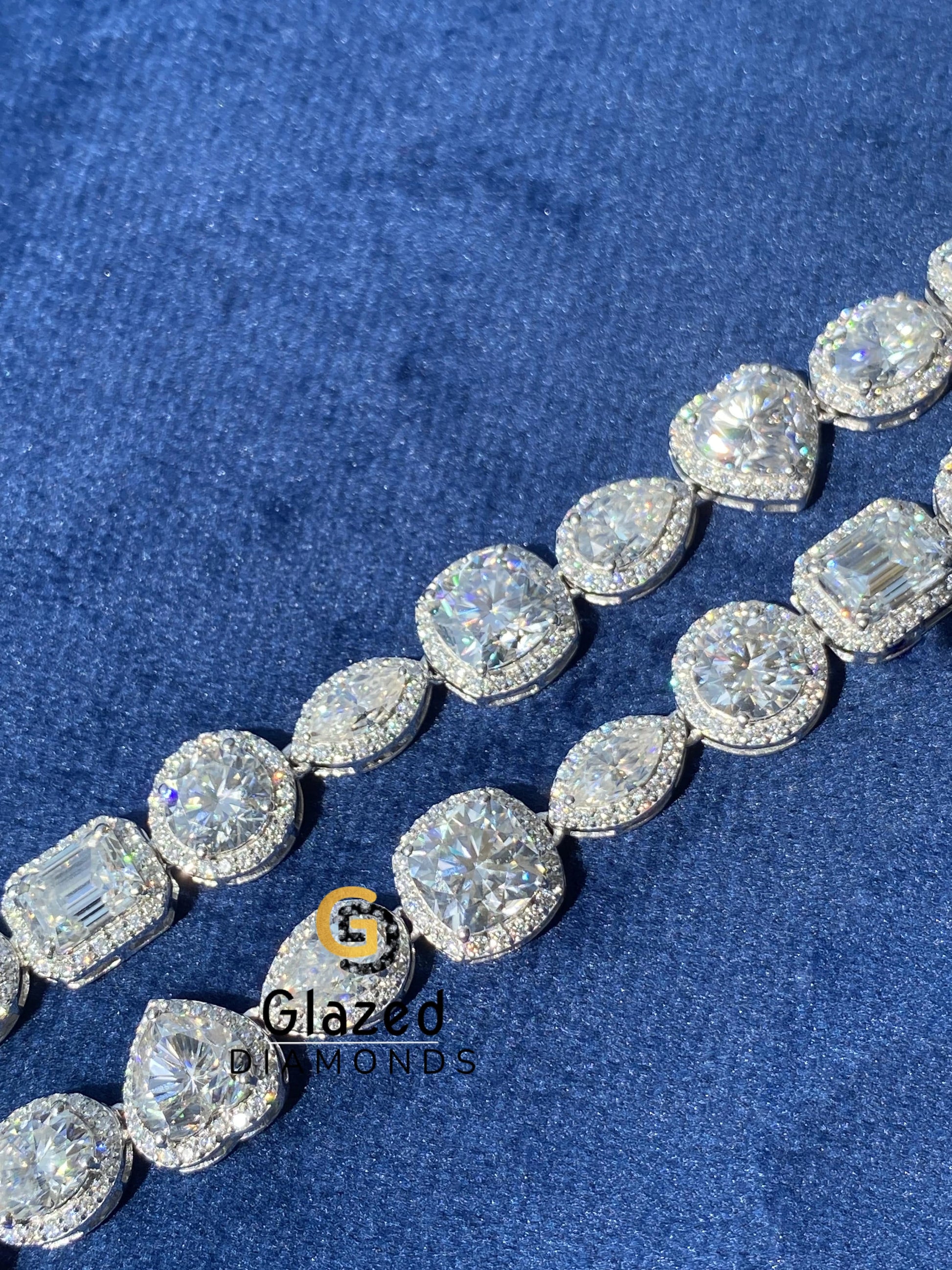 Round Halo Moissanite Diamond Tennis Chain