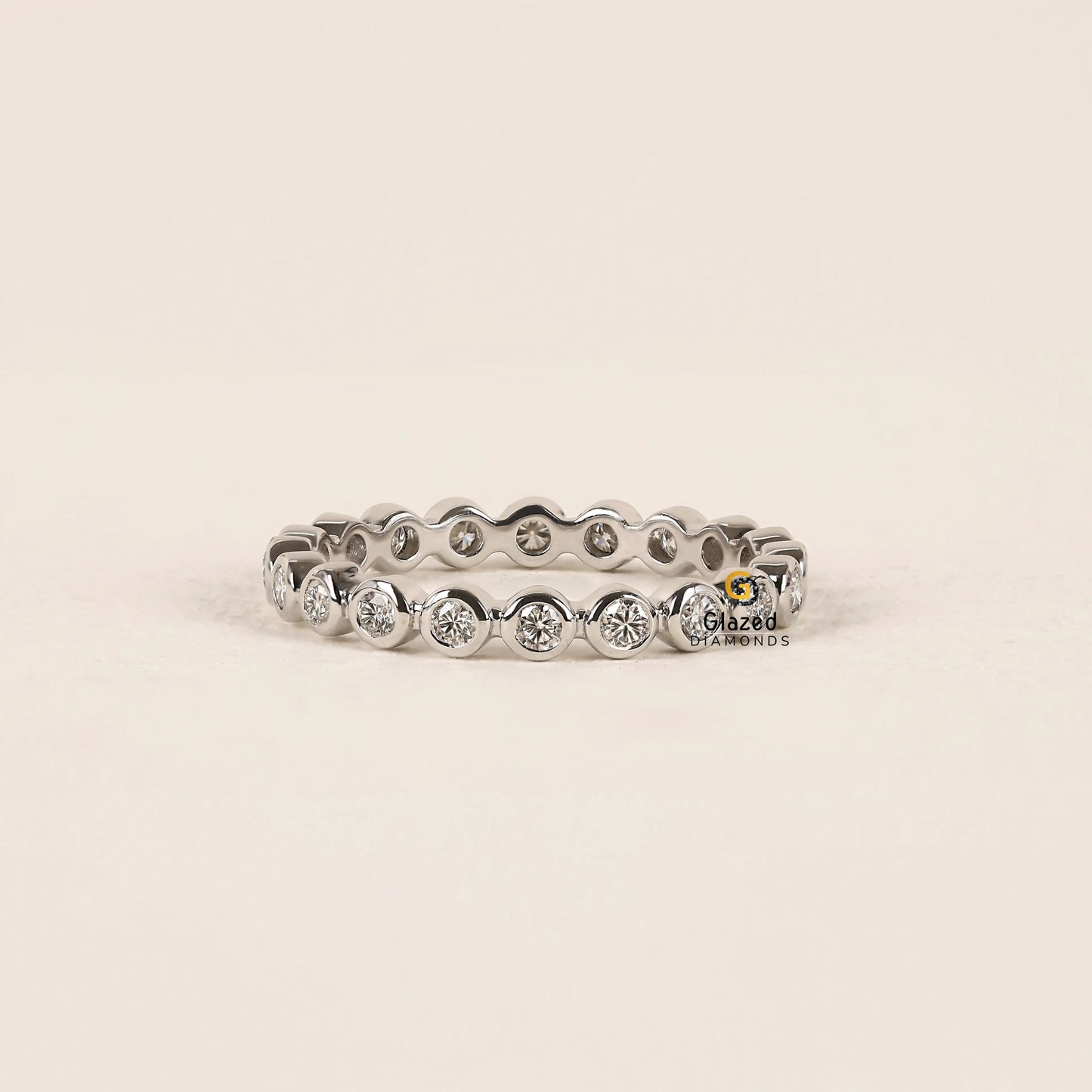 Round Lab Diamond Bezel Set Eternity Band