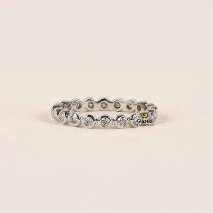 Round Lab Diamond Bezel Set Eternity Band