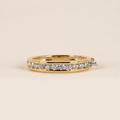 Round Lab Grown Diamond Half Eternity Wedding Band
