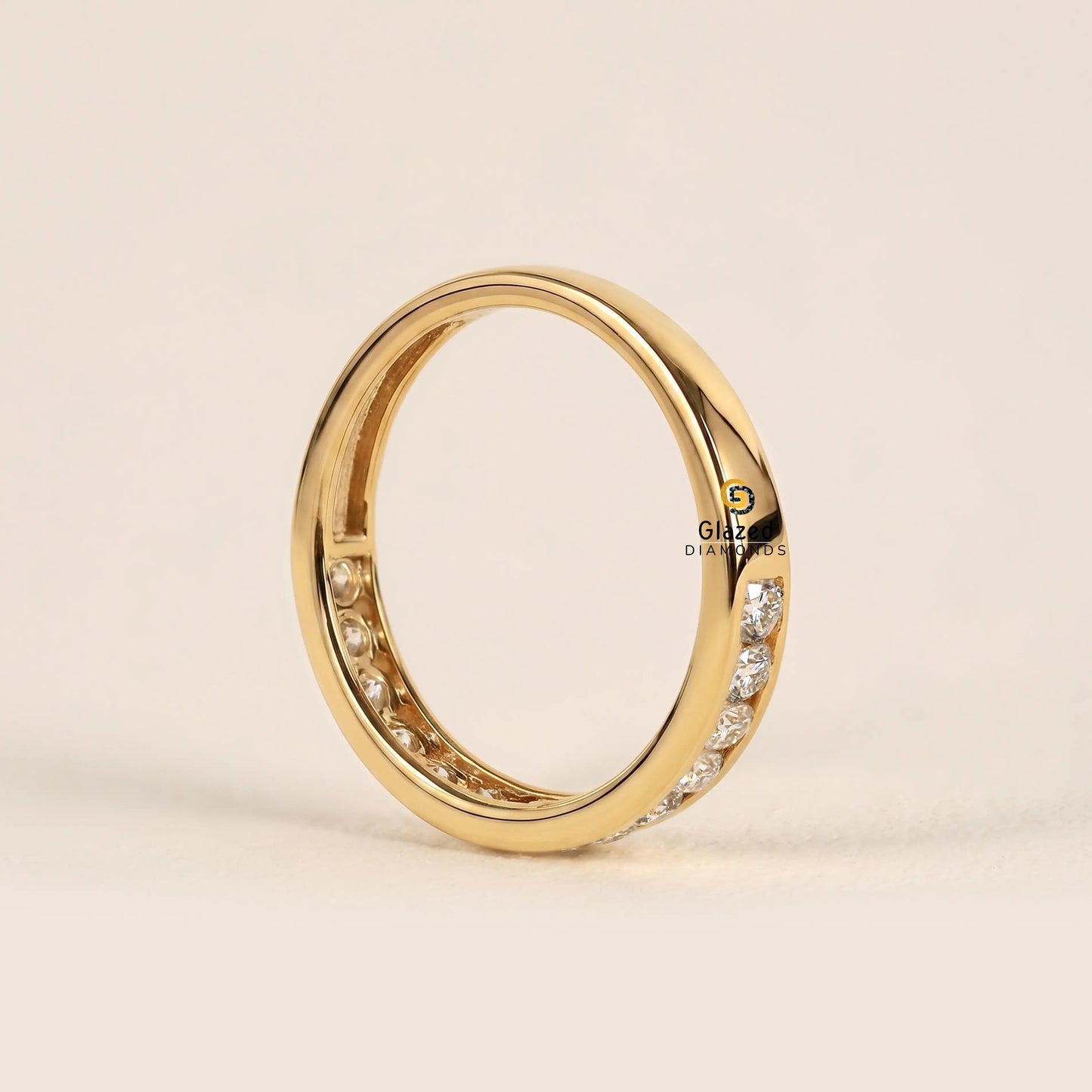 Round Lab Grown Diamond Half Eternity Wedding Band For Women