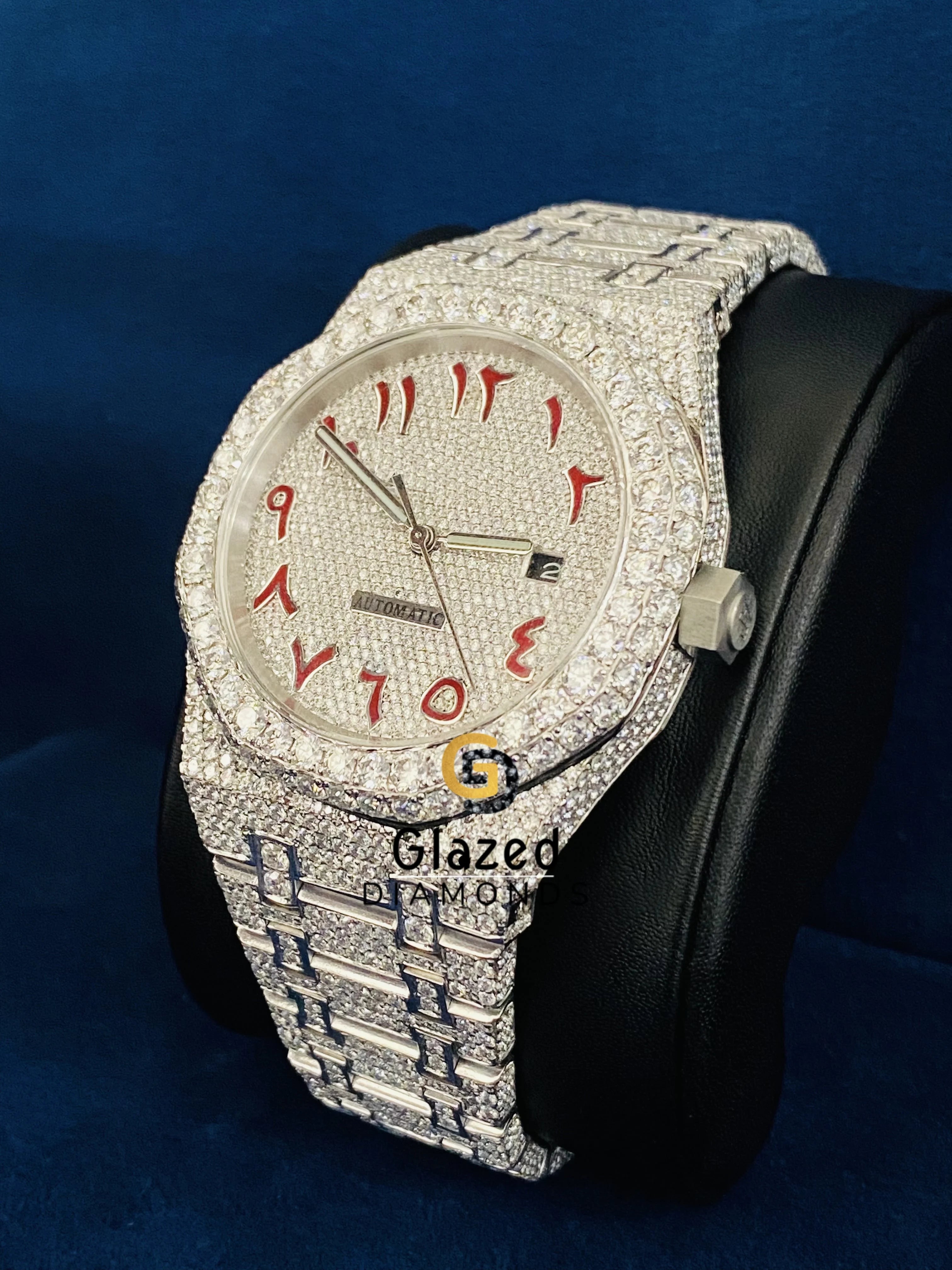 Round Moissanite Arabic Dial Watch