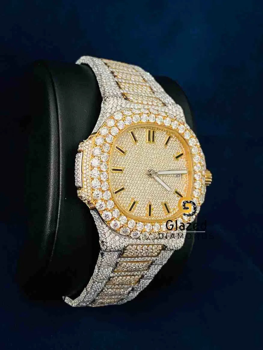 Round Moissanite Bust Down Stainless Steel Watch