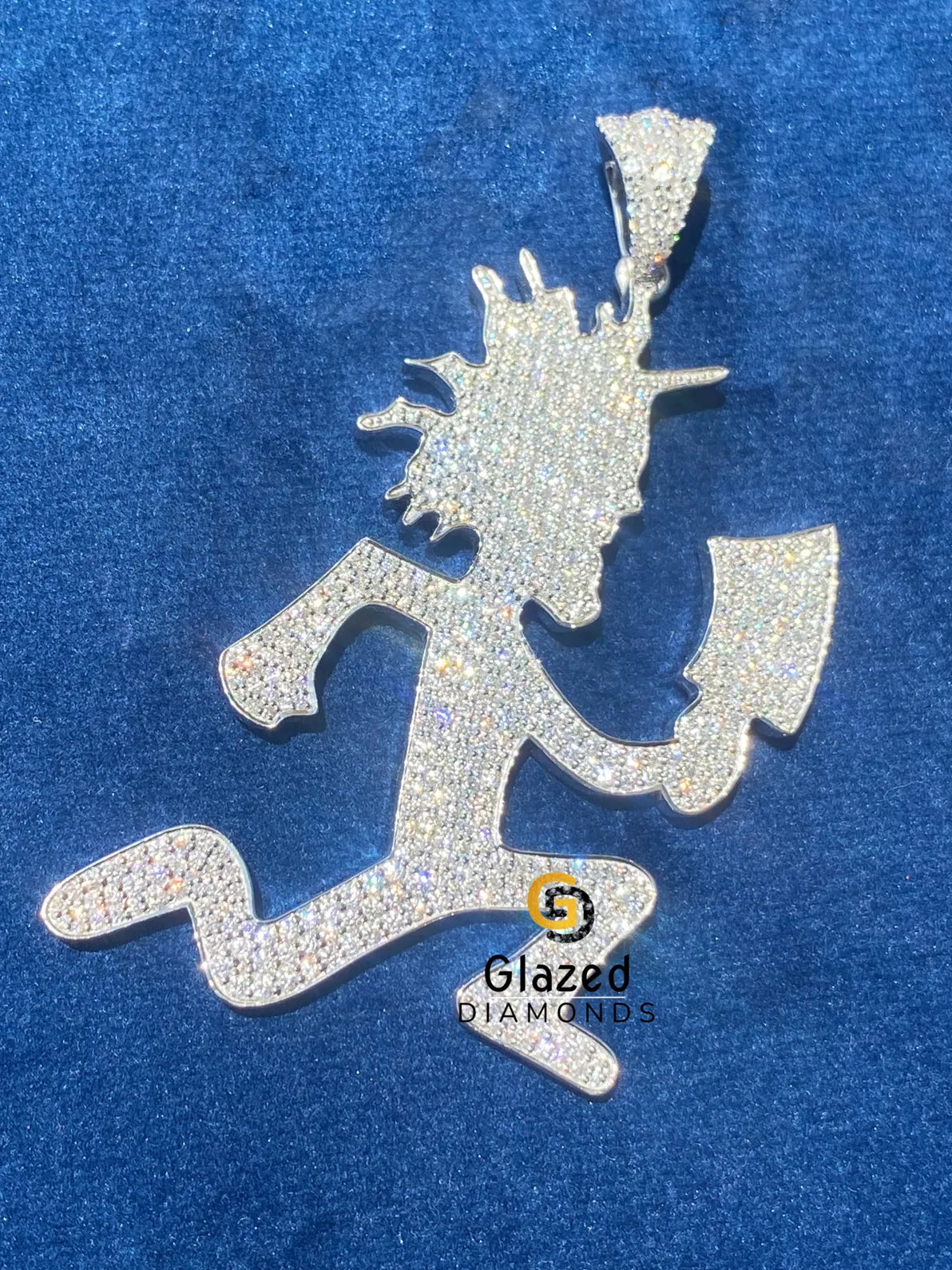 Hatchet Men Diamond Studded Round VVS Moissanite Pendant 925 Silver