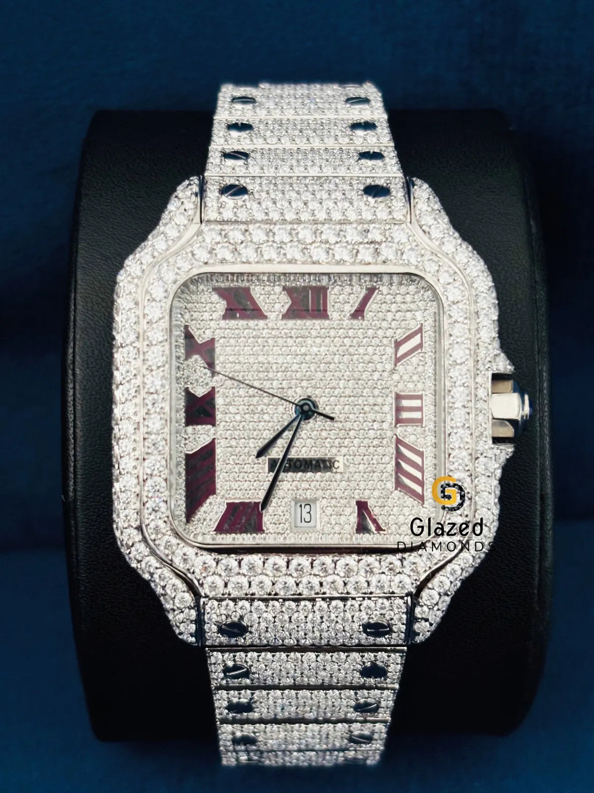 Round Moissanite D Colorless Diamond-Studded Watch