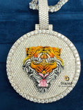 Round Moissanite Diamond Studded Custom Enamel Pendant
