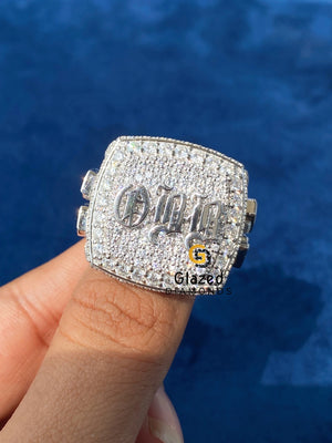 Round Moissanite Diamond Studded Custom Letter Hip Hop Ring