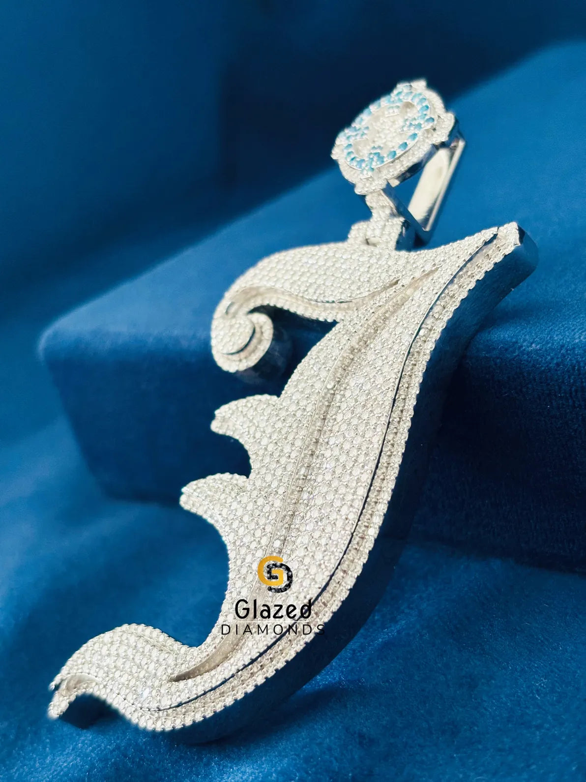 Round Moissanite Diamond Studded Custom Letter Pendant