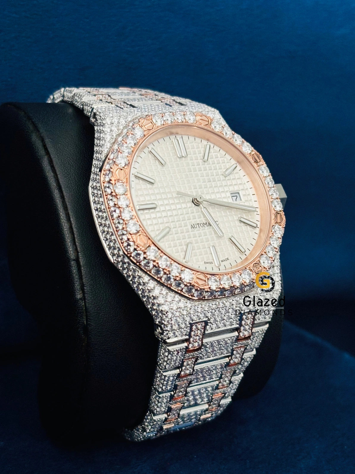 Round Moissanite Diamond Studded D Colorless Hip Hop Watch