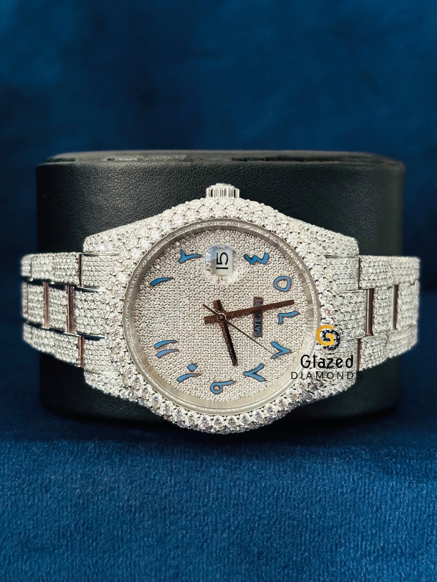 Round Moissanite Diamond Studded Hip Hop Watch